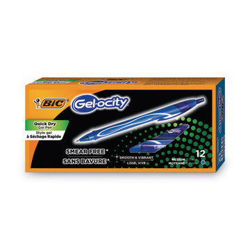 BIC® Gel-ocity Quick Dry Gel Pen, Retractable, Medium 0.7 Mm, Blue Ink, Blue Barrel, Dozen freeshipping - TVN Wholesale